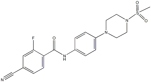 4-cyano-2-fluoro-N-{4-[4-(methylsulfonyl)-1-piperazinyl]phenyl}benzamide Struktur