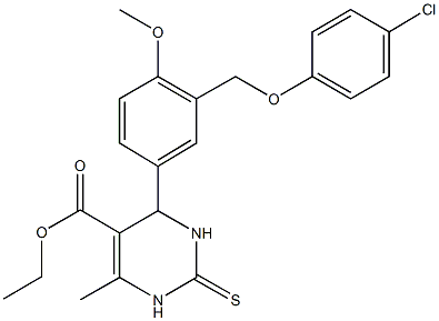 ethyl 4-{3-[(4-chlorophenoxy)methyl]-4-methoxyphenyl}-6-methyl-2-thioxo-1,2,3,4-tetrahydro-5-pyrimidinecarboxylate Struktur