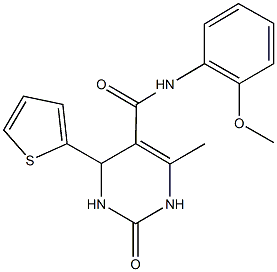 N-(2-methoxyphenyl)-6-methyl-2-oxo-4-(2-thienyl)-1,2,3,4-tetrahydro-5-pyrimidinecarboxamide Struktur