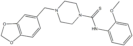 4-(1,3-benzodioxol-5-ylmethyl)-N-(2-methoxyphenyl)-1-piperazinecarbothioamide Struktur