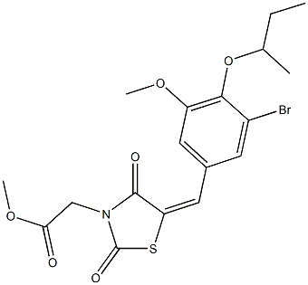 methyl [5-(3-bromo-4-sec-butoxy-5-methoxybenzylidene)-2,4-dioxo-1,3-thiazolidin-3-yl]acetate Struktur