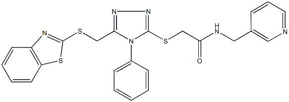 2-({5-[(1,3-benzothiazol-2-ylsulfanyl)methyl]-4-phenyl-4H-1,2,4-triazol-3-yl}sulfanyl)-N-(3-pyridinylmethyl)acetamide Struktur