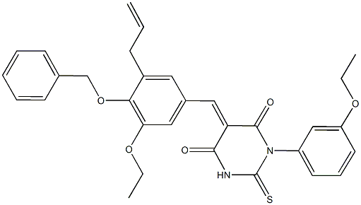 5-[3-allyl-4-(benzyloxy)-5-ethoxybenzylidene]-1-(3-ethoxyphenyl)-2-thioxodihydro-4,6(1H,5H)-pyrimidinedione Struktur