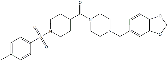 1-(1,3-benzodioxol-5-ylmethyl)-4-({1-[(4-methylphenyl)sulfonyl]piperidin-4-yl}carbonyl)piperazine Struktur