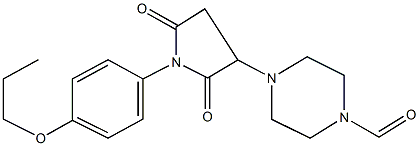 4-[2,5-dioxo-1-(4-propoxyphenyl)-3-pyrrolidinyl]-1-piperazinecarbaldehyde Struktur