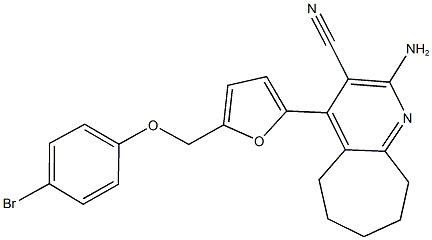 2-amino-4-{5-[(4-bromophenoxy)methyl]-2-furyl}-6,7,8,9-tetrahydro-5H-cyclohepta[b]pyridine-3-carbonitrile Struktur