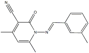 4,6-dimethyl-1-[(3-methylbenzylidene)amino]-2-oxo-1,2-dihydropyridine-3-carbonitrile Struktur