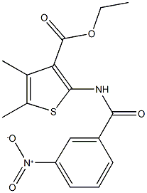 ethyl 2-({3-nitrobenzoyl}amino)-4,5-dimethyl-3-thiophenecarboxylate Struktur