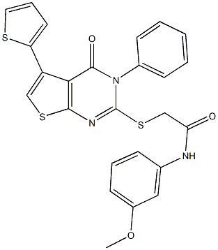 N-(3-methoxyphenyl)-2-{[4-oxo-3-phenyl-5-(2-thienyl)-3,4-dihydrothieno[2,3-d]pyrimidin-2-yl]sulfanyl}acetamide Struktur