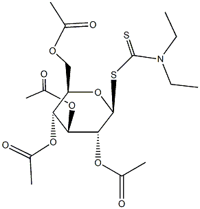 2,3,4,6-tetra-O-acetyl-1-S-[(diethylamino)carbothioyl]-1-thiohexopyranose Struktur