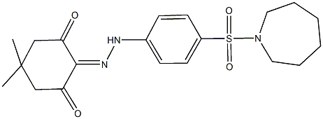 5,5-dimethylcyclohexane-1,2,3-trione 2-{[4-(azepan-1-ylsulfonyl)phenyl]hydrazone} Struktur