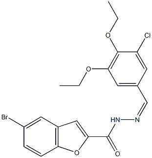 5-bromo-N'-(3-chloro-4,5-diethoxybenzylidene)-1-benzofuran-2-carbohydrazide Struktur