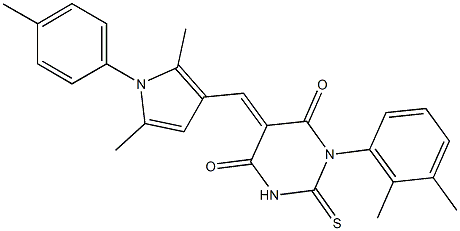 5-{[2,5-dimethyl-1-(4-methylphenyl)-1H-pyrrol-3-yl]methylene}-1-(2,3-dimethylphenyl)-2-thioxodihydro-4,6(1H,5H)-pyrimidinedione Struktur