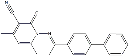 1-[(1-[1,1'-biphenyl]-4-ylethylidene)amino]-4,6-dimethyl-2-oxo-1,2-dihydro-3-pyridinecarbonitrile Struktur