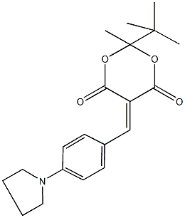 2-tert-butyl-2-methyl-5-[4-(1-pyrrolidinyl)benzylidene]-1,3-dioxane-4,6-dione Struktur