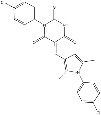 1-(4-chlorophenyl)-5-{[1-(4-chlorophenyl)-2,5-dimethyl-1H-pyrrol-3-yl]methylene}-2-thioxodihydro-4,6(1H,5H)-pyrimidinedione Struktur