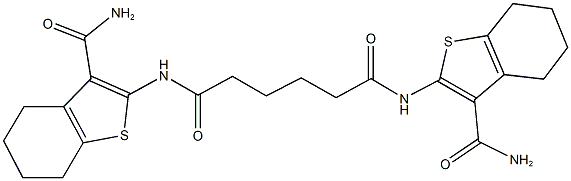 N~1~,N~6~-bis[3-(aminocarbonyl)-4,5,6,7-tetrahydro-1-benzothien-2-yl]hexanediamide Struktur