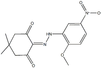 5,5-dimethylcyclohexane-1,2,3-trione 2-({5-nitro-2-methoxyphenyl}hydrazone) Struktur