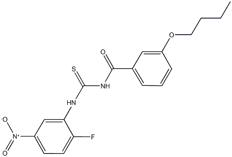 N-(3-butoxybenzoyl)-N'-{2-fluoro-5-nitrophenyl}thiourea Struktur