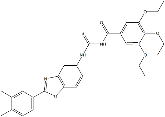 N-[2-(3,4-dimethylphenyl)-1,3-benzoxazol-5-yl]-N'-(3,4,5-triethoxybenzoyl)thiourea Struktur