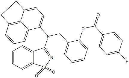 2-{[1,2-dihydro-5-acenaphthylenyl(1,1-dioxido-1,2-benzisothiazol-3-yl)amino]methyl}phenyl 4-fluorobenzoate Struktur