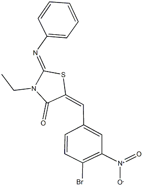 5-{4-bromo-3-nitrobenzylidene}-3-ethyl-2-(phenylimino)-1,3-thiazolidin-4-one Struktur