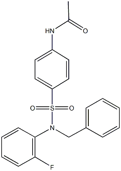 N-{4-[(benzyl-2-fluoroanilino)sulfonyl]phenyl}acetamide Struktur