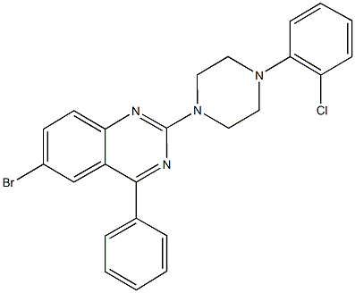 6-bromo-2-[4-(2-chlorophenyl)-1-piperazinyl]-4-phenylquinazoline Struktur