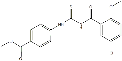 methyl 4-({[(5-chloro-2-methoxybenzoyl)amino]carbothioyl}amino)benzoate Struktur