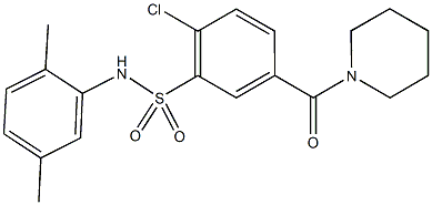 2-chloro-N-(2,5-dimethylphenyl)-5-(1-piperidinylcarbonyl)benzenesulfonamide Struktur