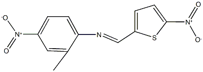 2-methyl-4-nitro-N-[(5-nitro-2-thienyl)methylene]aniline Struktur