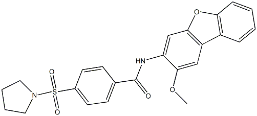 N-(2-methoxydibenzo[b,d]furan-3-yl)-4-(1-pyrrolidinylsulfonyl)benzamide Struktur