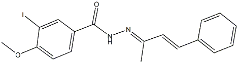 3-iodo-4-methoxy-N'-(1-methyl-3-phenylprop-2-enylidene)benzohydrazide Struktur