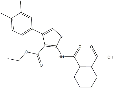 2-({[4-(3,4-dimethylphenyl)-3-(ethoxycarbonyl)thien-2-yl]amino}carbonyl)cyclohexanecarboxylic acid Struktur