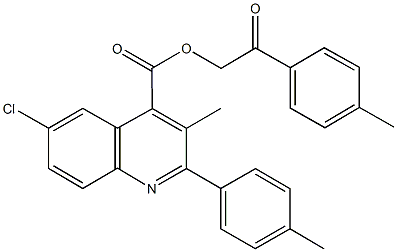 2-(4-methylphenyl)-2-oxoethyl 6-chloro-3-methyl-2-(4-methylphenyl)-4-quinolinecarboxylate Struktur