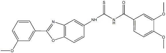 N-(3,4-dimethoxybenzoyl)-N'-[2-(3-methoxyphenyl)-1,3-benzoxazol-5-yl]thiourea Struktur