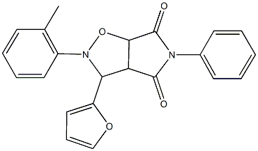 3-(2-furyl)-2-(2-methylphenyl)-5-phenyldihydro-2H-pyrrolo[3,4-d]isoxazole-4,6(3H,5H)-dione Struktur