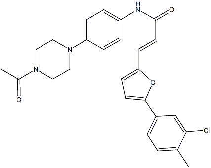 N-[4-(4-acetyl-1-piperazinyl)phenyl]-3-[5-(3-chloro-4-methylphenyl)-2-furyl]acrylamide Struktur