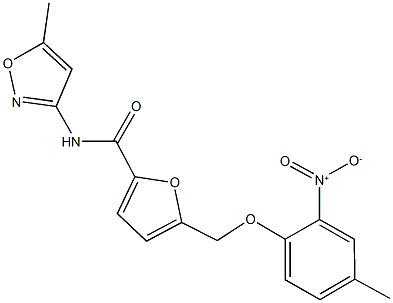 5-({2-nitro-4-methylphenoxy}methyl)-N-(5-methyl-3-isoxazolyl)-2-furamide Struktur