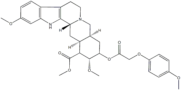 methyl 11,17-dimethoxy-18-{[(4-methoxyphenoxy)acetyl]oxy}yohimban-16-carboxylate Struktur