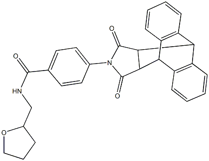 4-(16,18-dioxo-17-azapentacyclo[6.6.5.0~2,7~.0~9,14~.0~15,19~]nonadeca-2,4,6,9,11,13-hexaen-17-yl)-N-(tetrahydro-2-furanylmethyl)benzamide Struktur