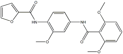 N-{4-[(2,6-dimethoxybenzoyl)amino]-2-methoxyphenyl}-2-furamide Struktur