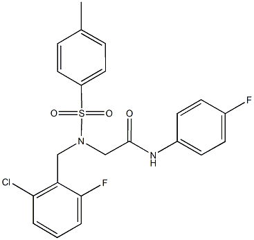 2-{(2-chloro-6-fluorobenzyl)[(4-methylphenyl)sulfonyl]amino}-N-(4-fluorophenyl)acetamide Struktur