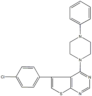 5-(4-chlorophenyl)-4-(4-phenyl-1-piperazinyl)thieno[2,3-d]pyrimidine Struktur