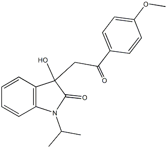 3-hydroxy-1-isopropyl-3-[2-(4-methoxyphenyl)-2-oxoethyl]-1,3-dihydro-2H-indol-2-one Struktur