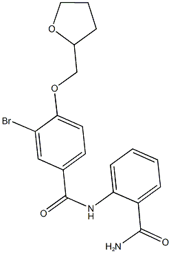 N-[2-(aminocarbonyl)phenyl]-3-bromo-4-(tetrahydro-2-furanylmethoxy)benzamide Struktur