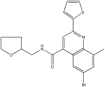 6-bromo-8-methyl-N-(tetrahydro-2-furanylmethyl)-2-(2-thienyl)-4-quinolinecarboxamide Struktur