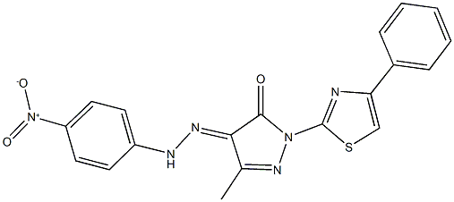 3-methyl-1-(4-phenyl-1,3-thiazol-2-yl)-1H-pyrazole-4,5-dione 4-({4-nitrophenyl}hydrazone) Struktur