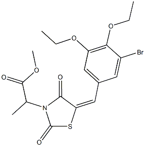 methyl 2-[5-(3-bromo-4,5-diethoxybenzylidene)-2,4-dioxo-1,3-thiazolidin-3-yl]propanoate Struktur