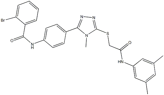 2-bromo-N-[4-(5-{[2-(3,5-dimethylanilino)-2-oxoethyl]sulfanyl}-4-methyl-4H-1,2,4-triazol-3-yl)phenyl]benzamide Struktur